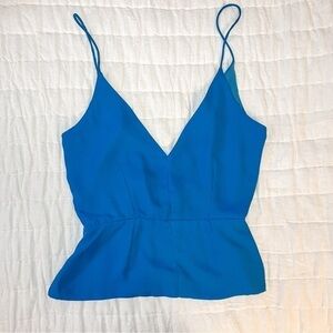 Olivaceous Blue Spaghetti Strap V Neck Low Back Blouse Size Medium